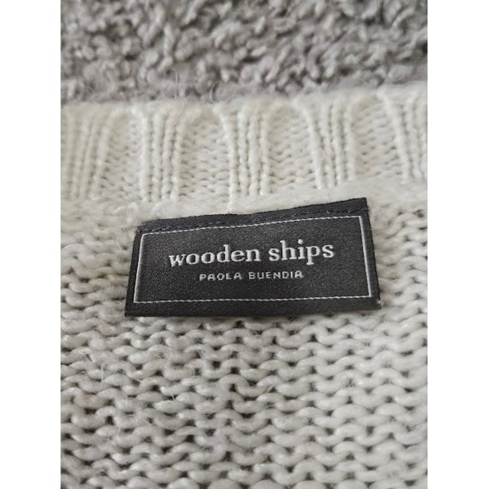 Wooden Ships Tiger Sweater Women XS White Wool Blend Knit Long Sleeve - Picture 3 of 11